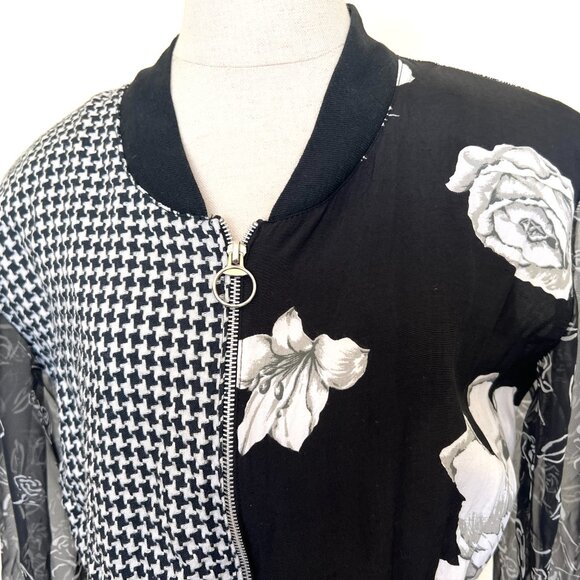 80's Judy Knapp Zip Front Blouse - Crop Jacket - Size Medium - Black & White - Picture 3 of 9